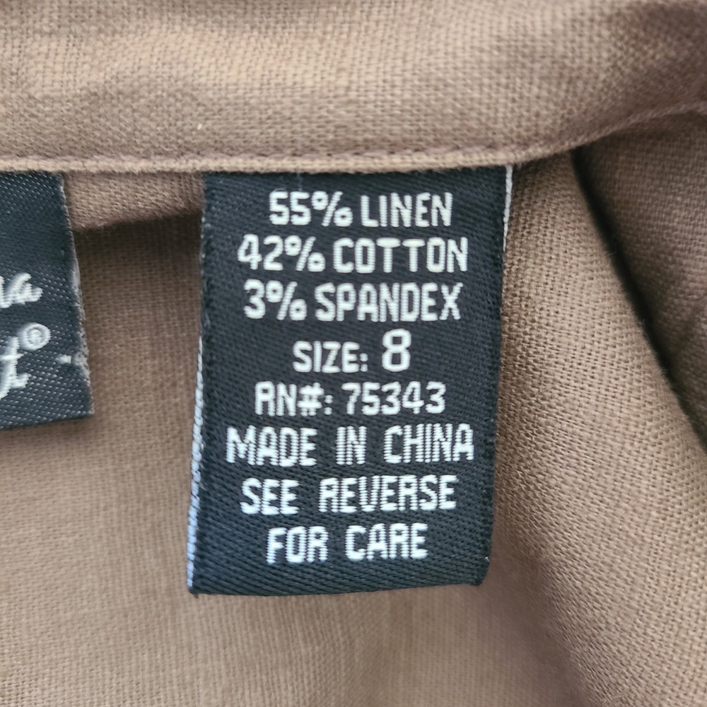 Y2K Alexandra Bartlett Women's Khaki Utility Jacket Button Up Pockets SZ 8 - Picture 8 of 12